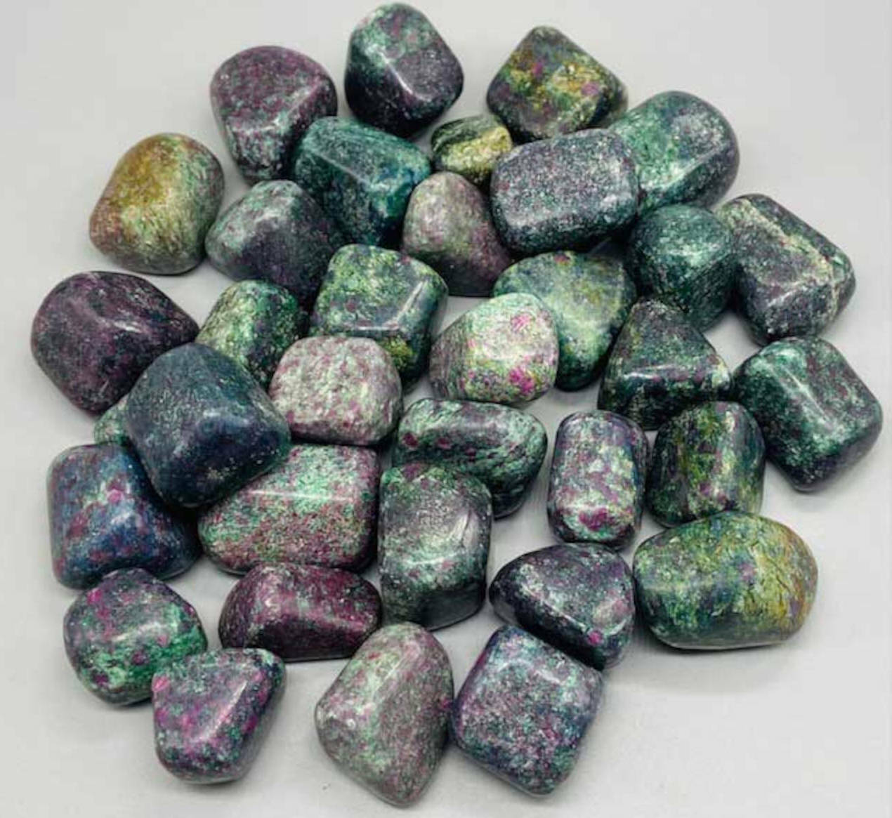 Ruby Zoisite with Mica tumbled stones